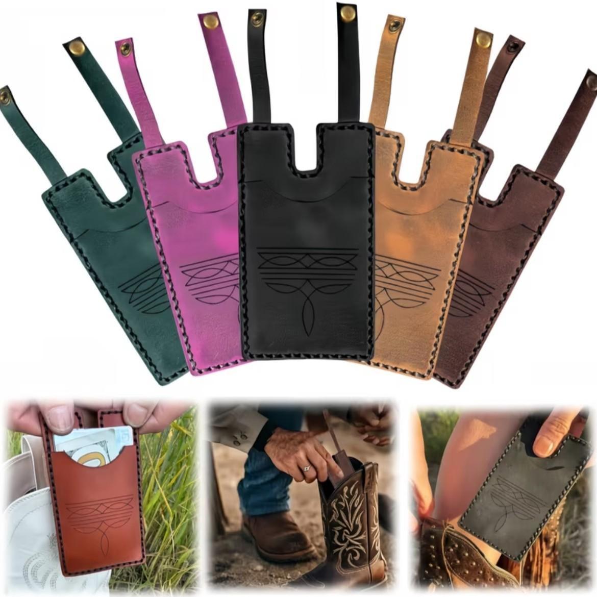 Western Boot Wallet with Snap Strap, Medieval Retro Coin Purse, Card Holder, Vintage Style, Secure Closure, Ideal for Daily Use