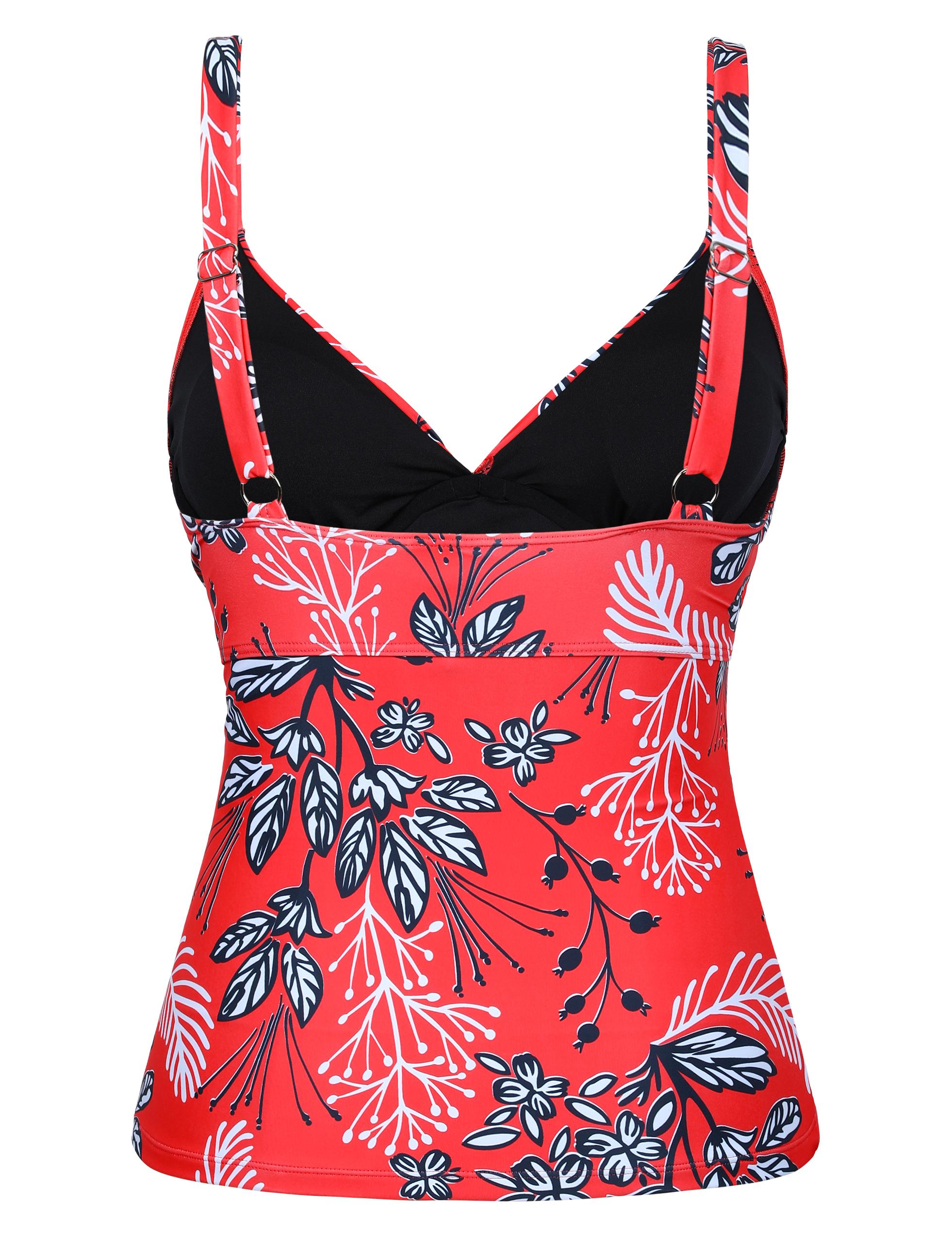 Hilor Women's Underwire Tankini Top Ruched Tummy Control Bathing Suit Tops Push Up Top Swimsuit Front Twist Swim Top Only