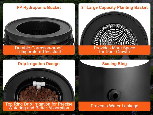 VEVOR DWC Hydroponics Grow System, Hydroponic Growing System with Top Drip Kit, Deep Water Culture 5-Gallon 2 Buckets, with Air Pump, Air Stones and Water Level Device for Leafy Vegetables