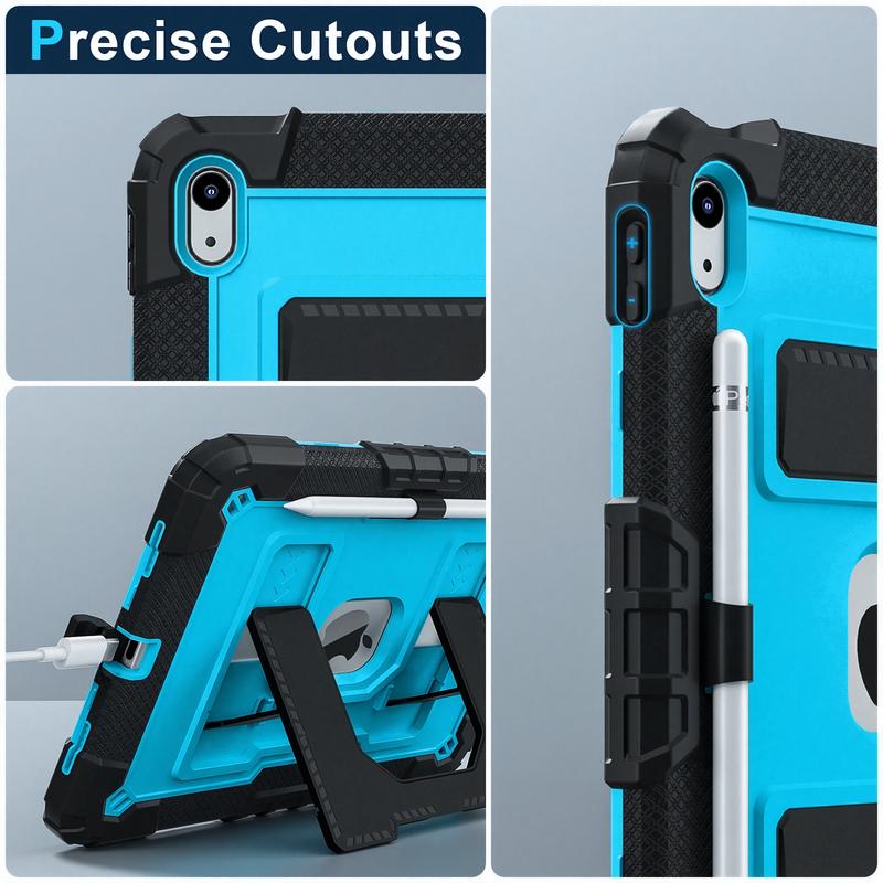 SPALLO for iPad Air 7th/6th Generation M3/M2 11-Inch 2025/2024,Kids Friendly iPad 11th/10th/9th/8th 2022/2021/2020 with Shoulder Strap/Pencil Holder,Heavy Duty Protection Shockproof Cover for i Pad Mini (A17pro) 7th/6th Gen 8.3"- Black+Blue