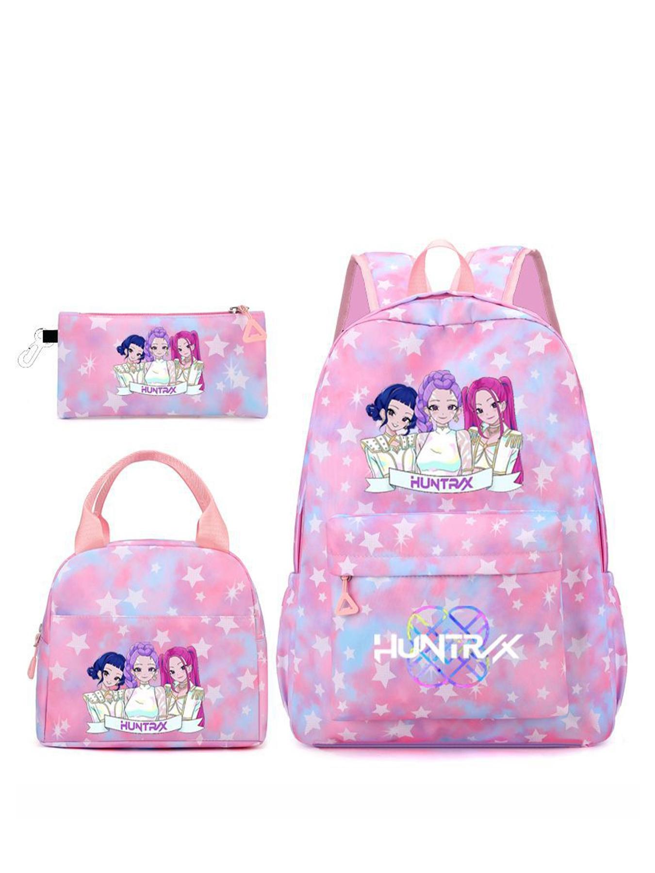 3pcs  Women's backpack with large capacity, kpop girl group printed zipper closure, fashionable and versatile, personalized and trendy, suitable for students to go to school, campus, work, commuting, shopping, women's backpack, School Backpacks