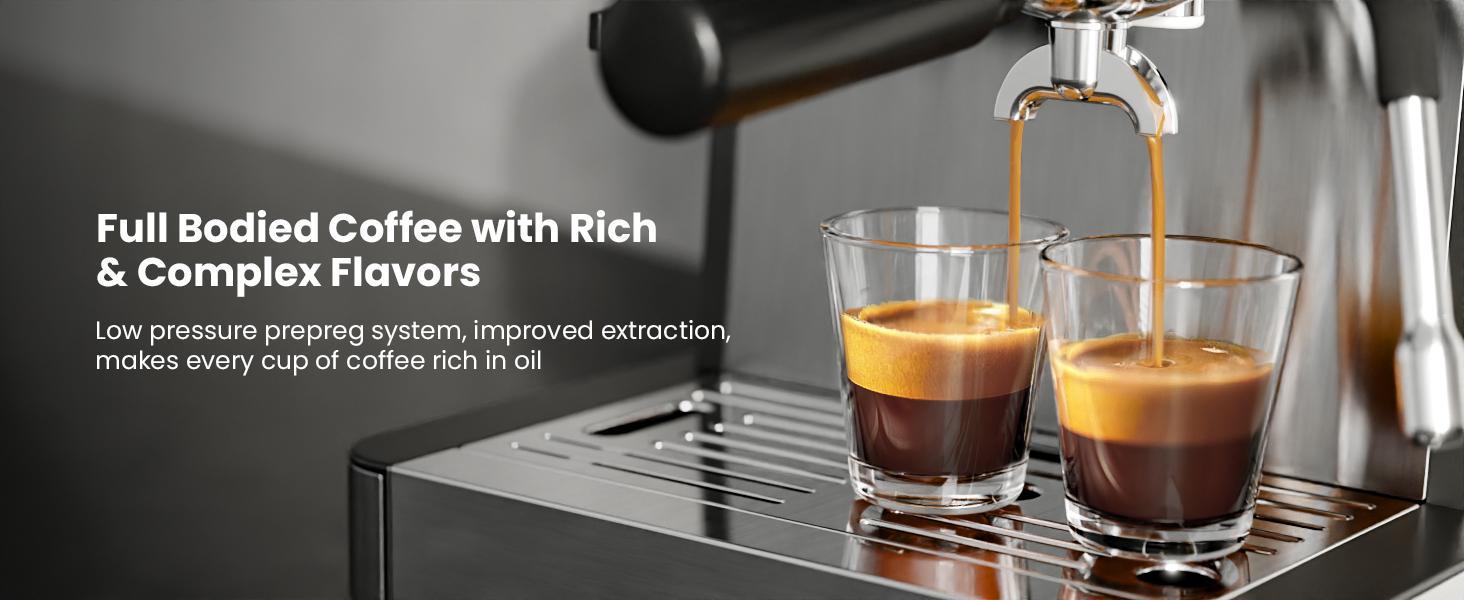 20-Bar Professional At-Home Espresso Machine with Coffee Grinder, 12+Cup Capacity, Removable Water Tank, Automatic Milk Frother, Timer, Descaling Function, 1500W Motor, US Plug - For Latte, 12 Cups & Above