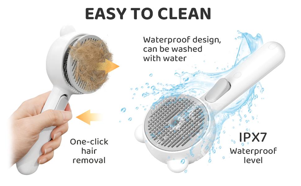 Bear Shape 3-in-1 Pet Steam Brush, Self-Cleaning Dog Cat Grooming Tool with Spray & Massage for Shedding Control Removal