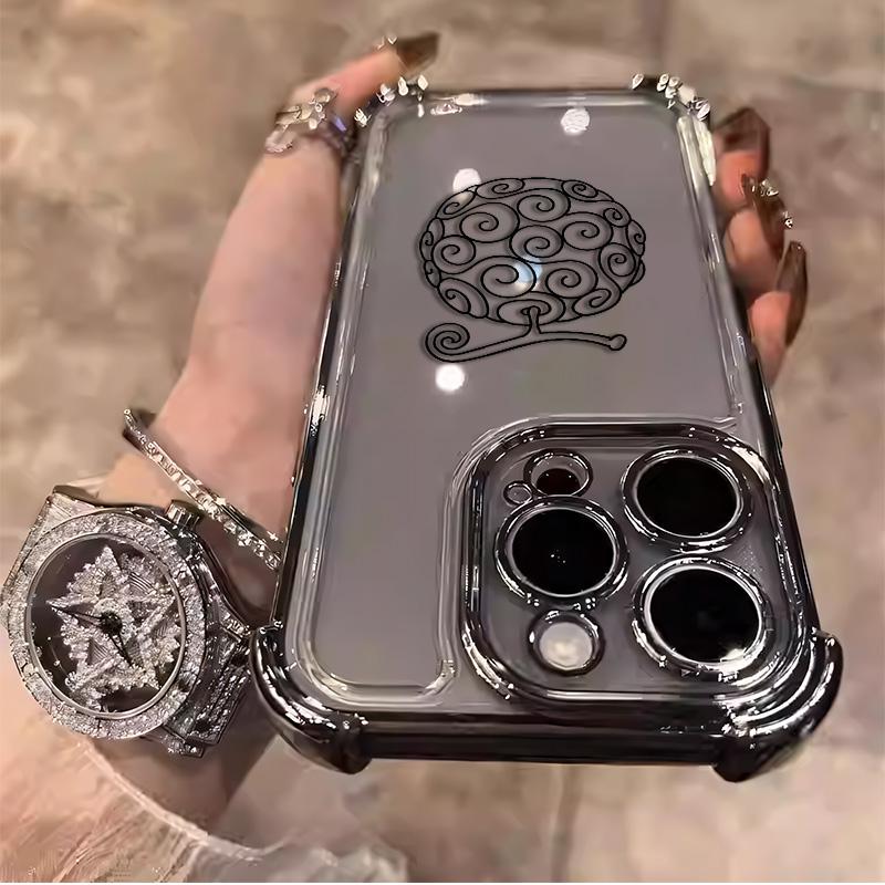 One Piece Luffy Shanks Pattern Aesthetic Electroplated TPU Casing For iphone 16 15 14 13 12 11 X XS PRO PLUS MAX Four Corners Anti-Fall Transparent Soft Silicone Gift Shockproof Protection Anti-Drop Protective Protector Phone Cases Shell Cover