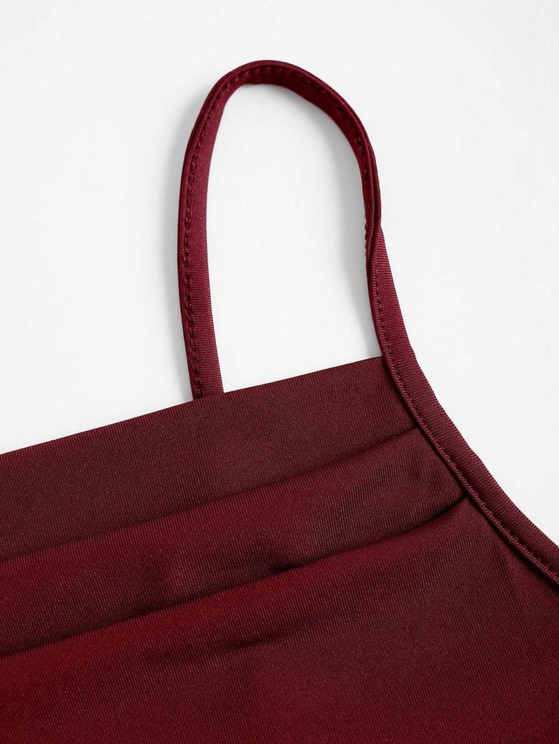 Women Fashion Solid Color Slim Long Cami Dress Casual Comfort