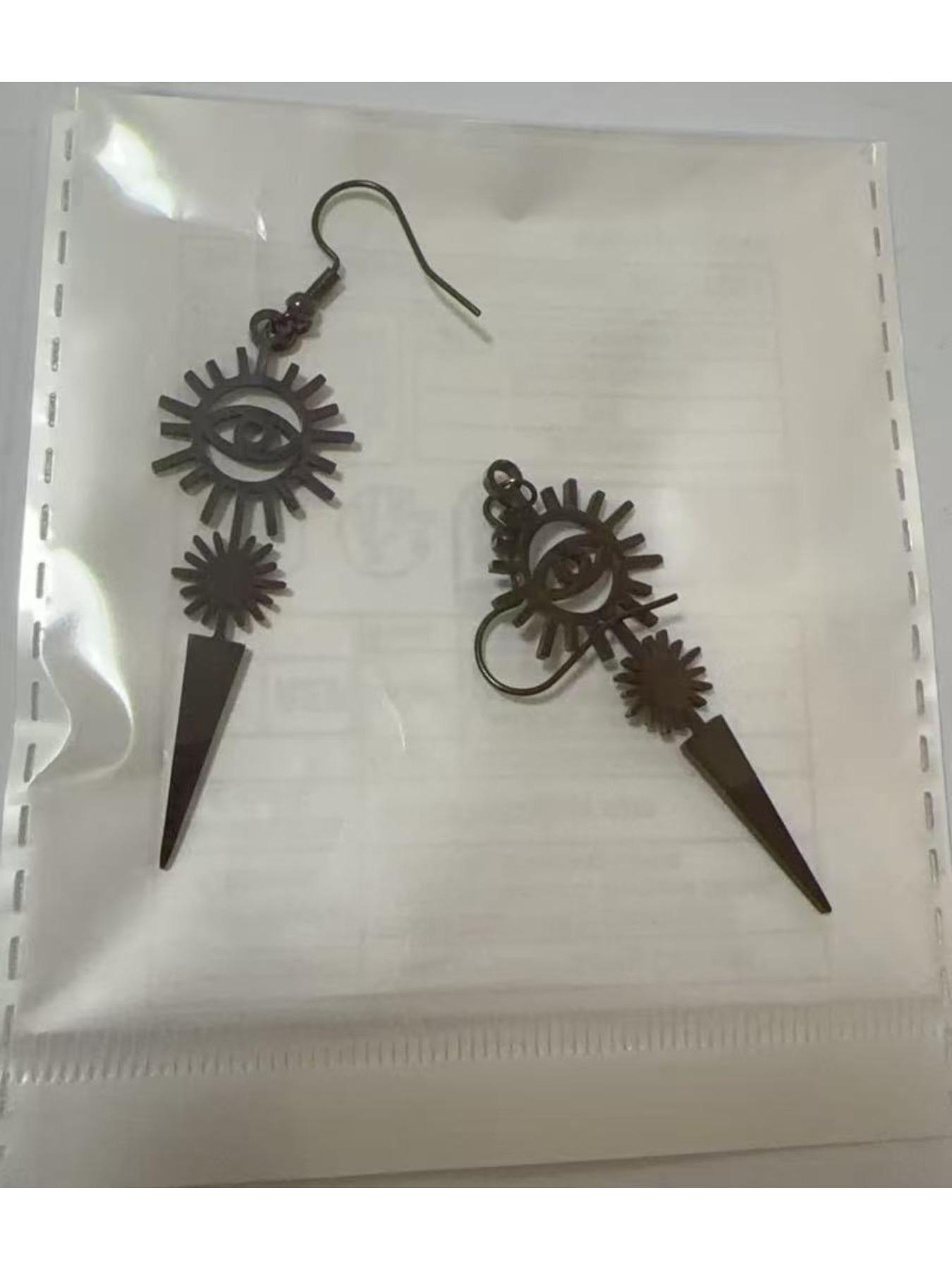 Evil Eye Sun Necklace & Earring Duo | Streetwear Edgy Jewelry, Multi-Color Options for Unisex