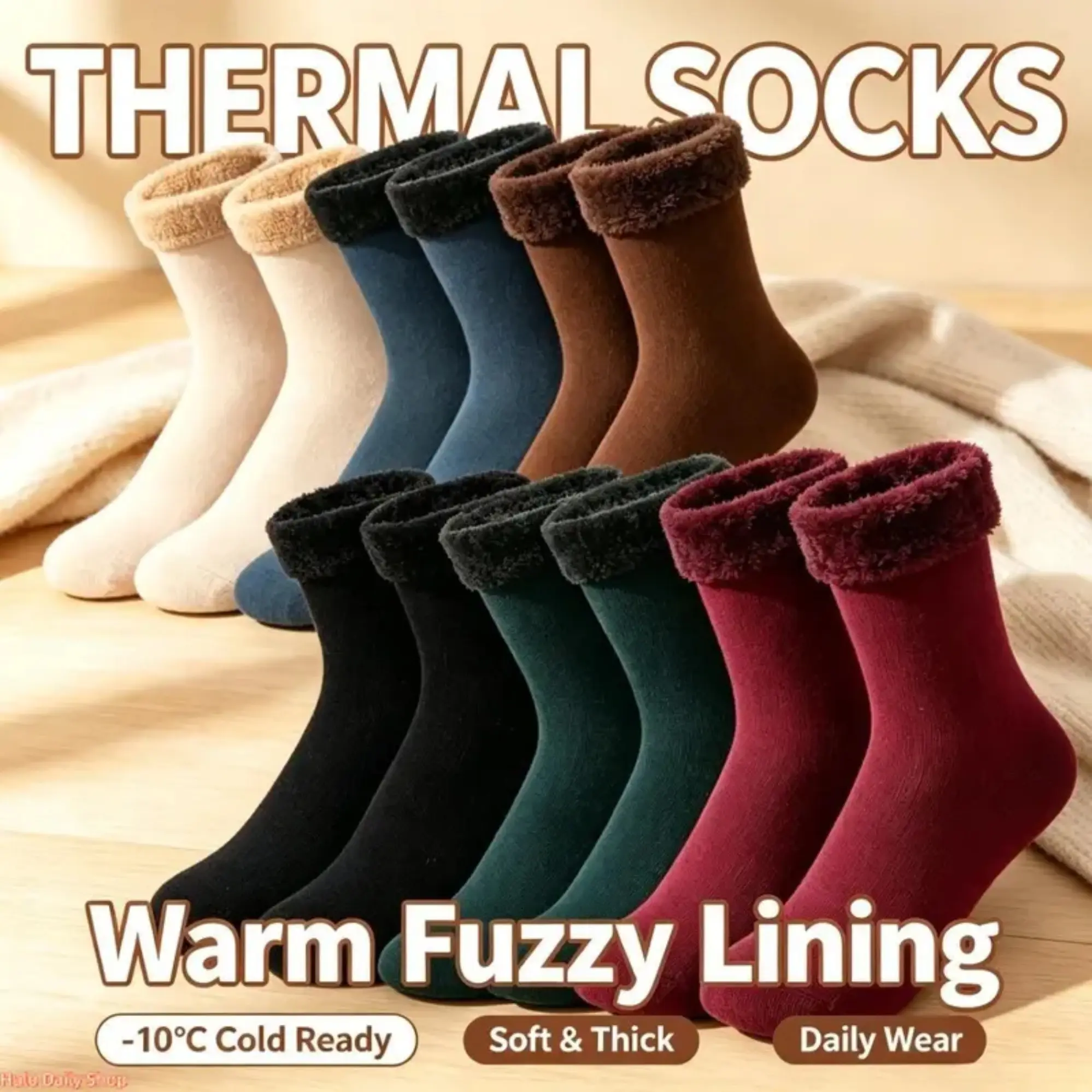 Women's Mid-Calf Length Floor Socks - 10pcs/5 Pairs Black Microfiber Cotton Thick Fleece-Lined Cold-Proof Warm Socks for Autumn-Winter Unisex Sports & Outdoor Use, sohochic