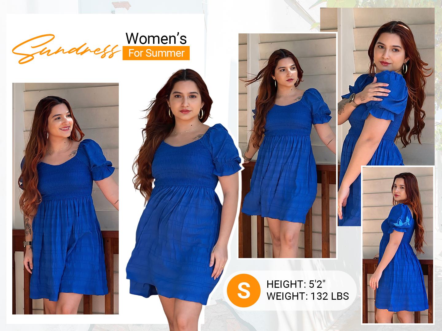 Holipick Womens Summer Dress - Smocked Sweetheart Neckline Puff Sleeve Flowy A-Line Short Cute Casual Spring Dresses for Teen 2026