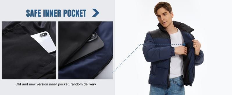 Men's Puffer Jacket Winter Coats Water Resistant Long Sleeve Zip Up Lightweight Quilted Down Jackets for Outdoor Activities & Daily Wear