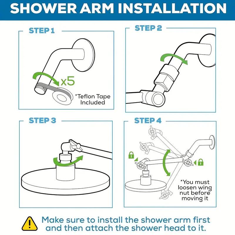 Adjustable Shower Head Extension Arm, Height & Angle Adjustable Shower Arm Extender, Fixing and Holding Shower Head Holder
