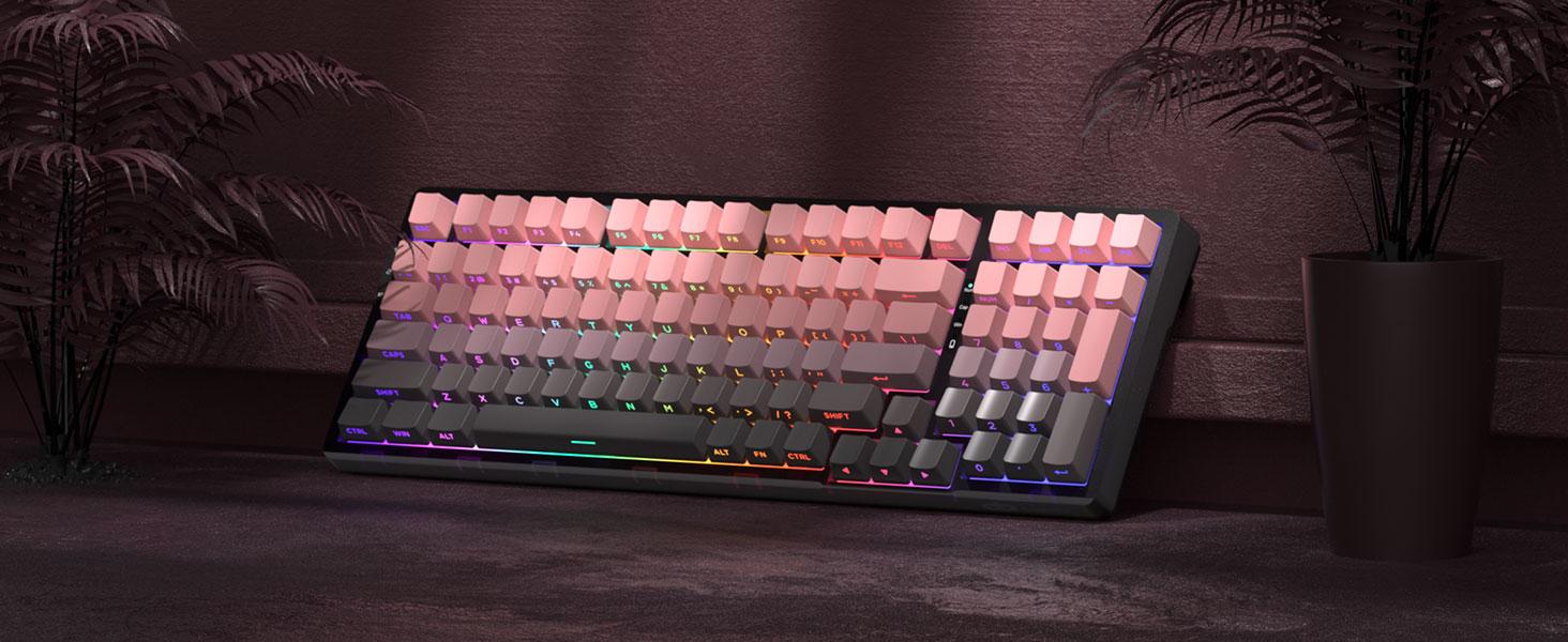 MageGee Light100 Wireless Creamy Keyboard, 96% Gasket Hot Swappable Custom Mechanical Keyboard, 3 connection methods, RGB Backlit Gaming Keyboard for Win/Mac/PC, 8000mAh Battery, PBT Keycaps