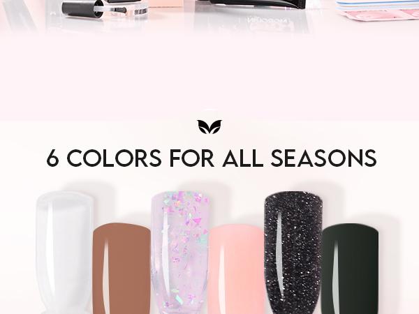 Morovan Poly Gel Nail Kit Starter Kit: 6 Colors Poly Nail Gel Kit with U V Lamp Best Valentine Gift For Her Complete Nail Extension Poly Gel Kit for Beginners