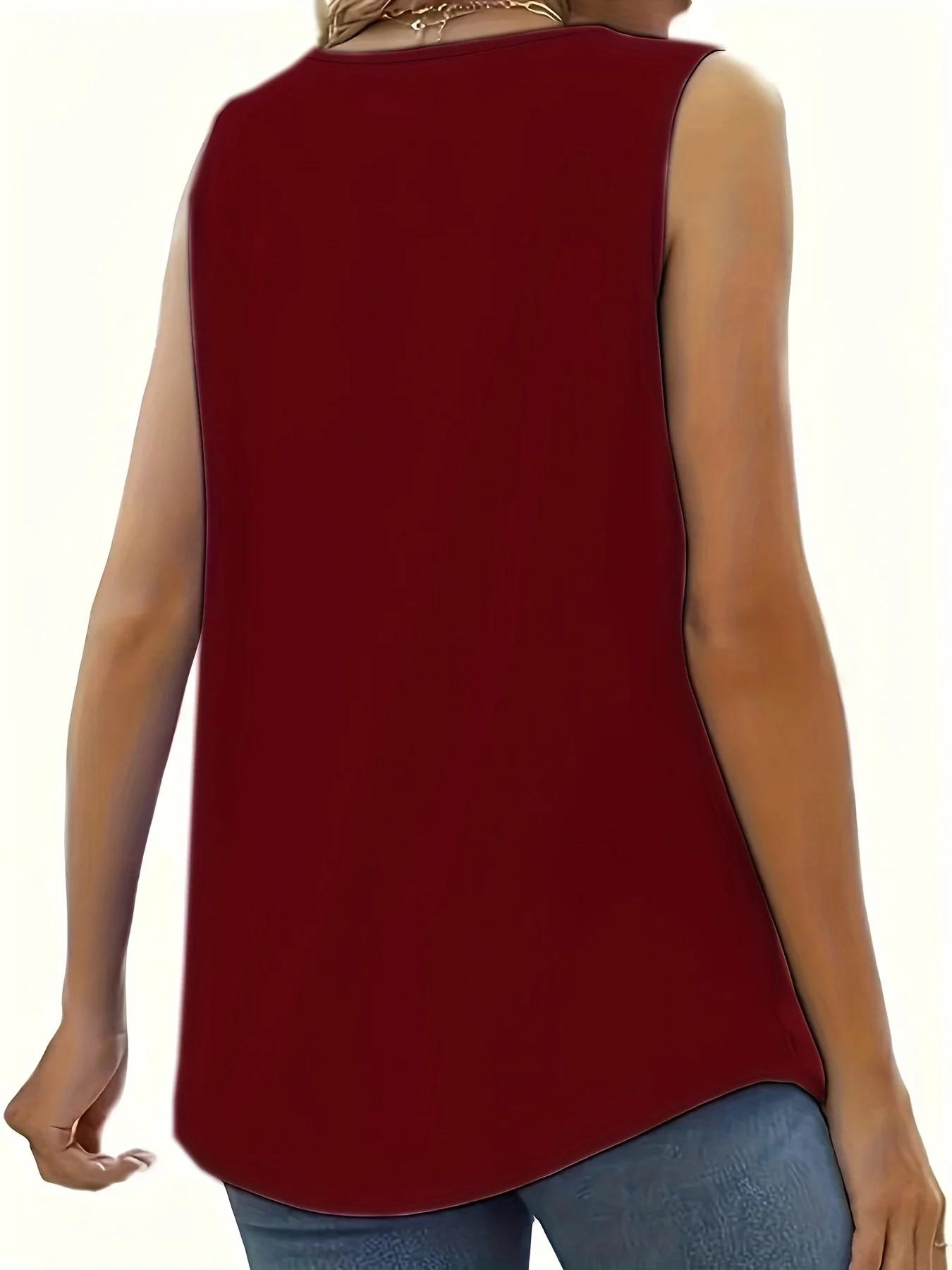 Spring Summer Solid Color Sleeveless Lace Trim Casual Vacation Top, Versatile Fashionable Women's Clothing, Comfortable and Stylish