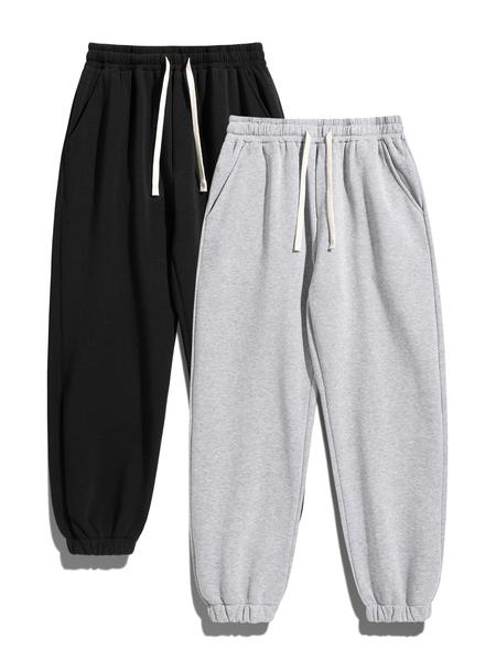 Men's Casual Fleece Drawstring Pants, Comfortable Warmth for Daily Wear, Sports & Outdoor Activities, Men's Jogger Sweatpants, Drawstring Waist Sweatpants