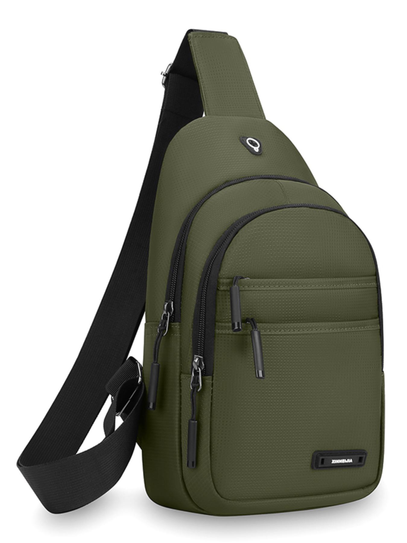 Men's Casual Nylon Chest Bag, Multi-Functional Zipper Pouch, Comfortable Outdoor Sports, Cycling, Commuting, Adjustable Strap Backpack