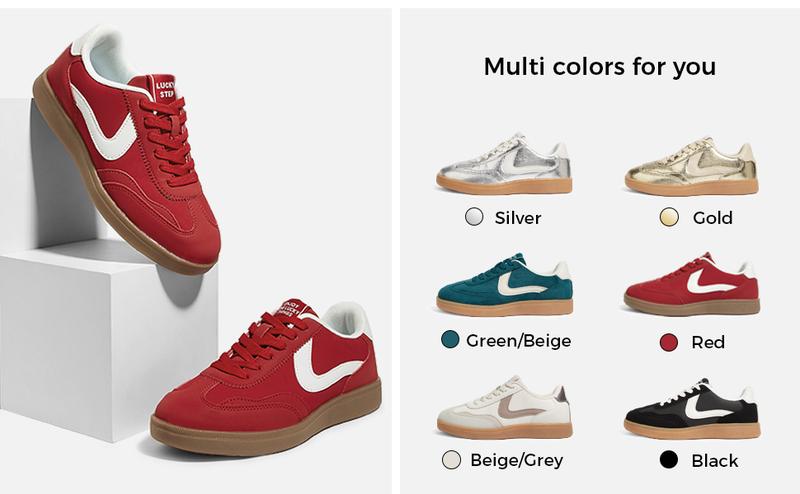 LUCKY STEP Women's Retro Fashion Sneakers Classic Casual Walking Shoes Non Slip Comfort Skate Shoes Footwear Athletic