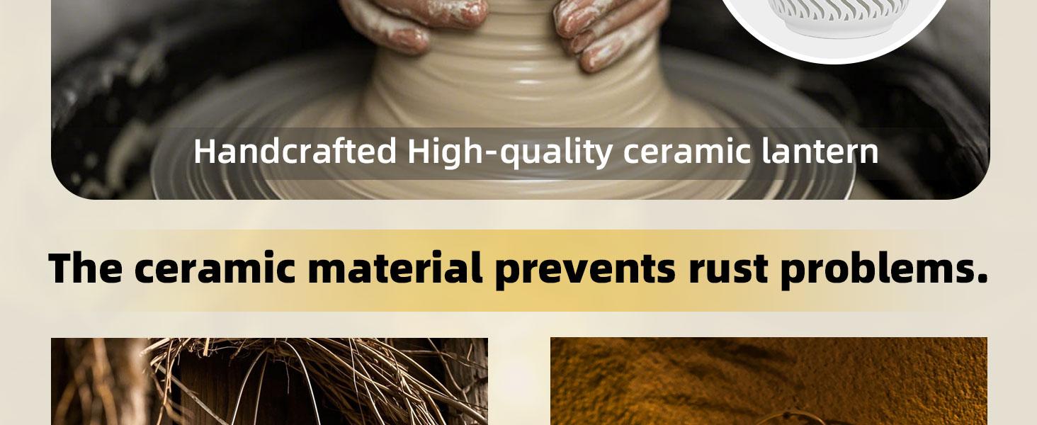 Solar Lanterns Outdoor Waterproof: Ceramic Hanging Lanterns Decorative Outdoor Table Decor Lamp for Garden Patio Porch Yard, dealsforyoudays