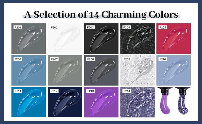 JEWHITENY 14pcs Poly Nail Extension Gel Kit Nude Grey Black Blue Purple Glitter Poly Gel Nail Kit With UV Light Starter Kit All In One Kit With Base Top Coat Beginner DIY at Home