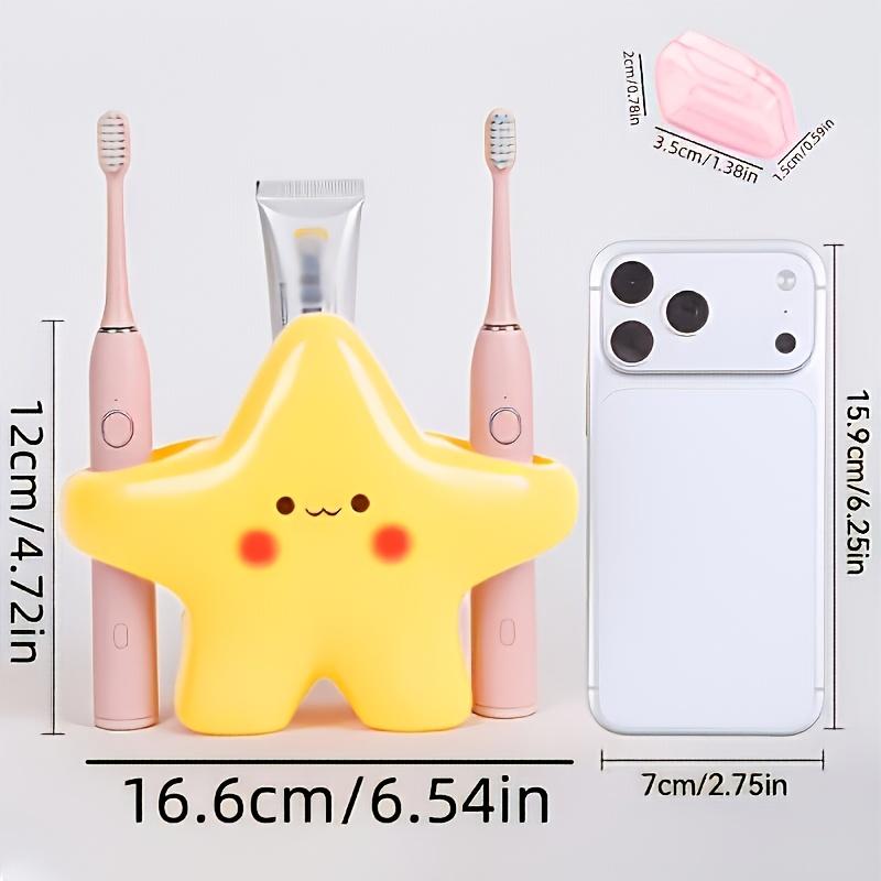 Large Star Design Toothbrush Holder Cute Smiley Shape Space Saving Bathroom Storage Stand For Manual & Electric Toothbrush