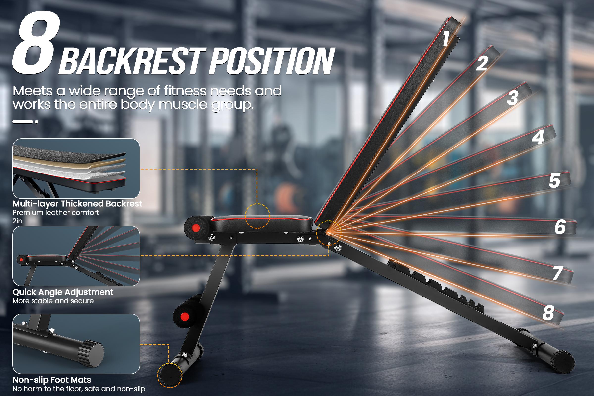 OPPSDECOR Weight Bench, Adjustable Strength Training Bench for Full Body Workout with Fast Folding lifting equipment - Perfect Gift for Father's Day, Christmas & Special Days