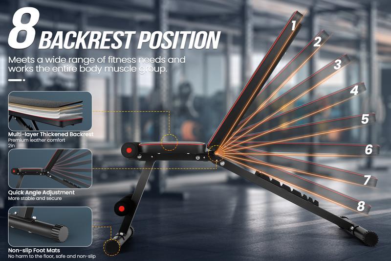 【TikTokShopBlackFriday】OPPSDECOR Weight Bench, Adjustable Strength Training Bench for Full Body Workout with Fast Folding lifting equipment - Perfect Gift for Father's Day, Christmas & Special Days