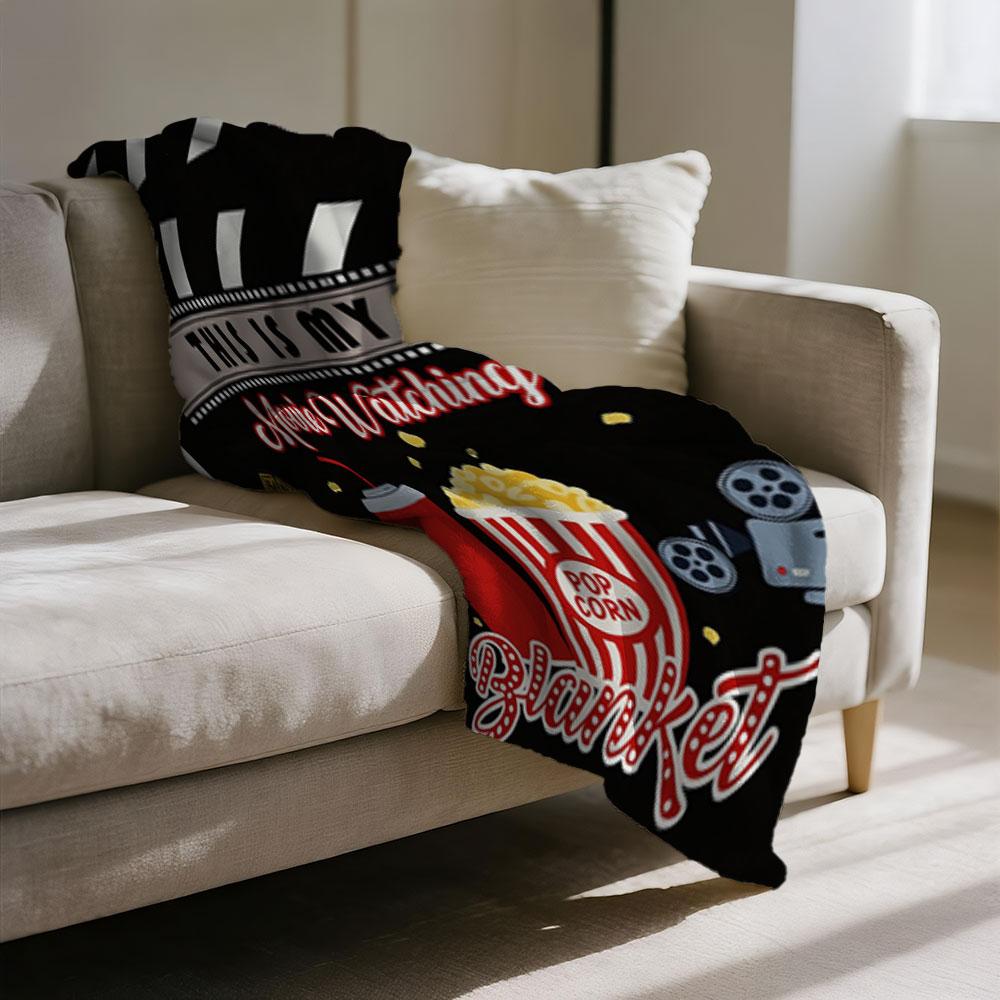 Cinema Blanket - Flannel Shawl with Cinema Design, Thick Fleece Blanket, Bedroom Throw, Couple's Blanket, Extra Large Leisure Blanket, Living Room Blanket