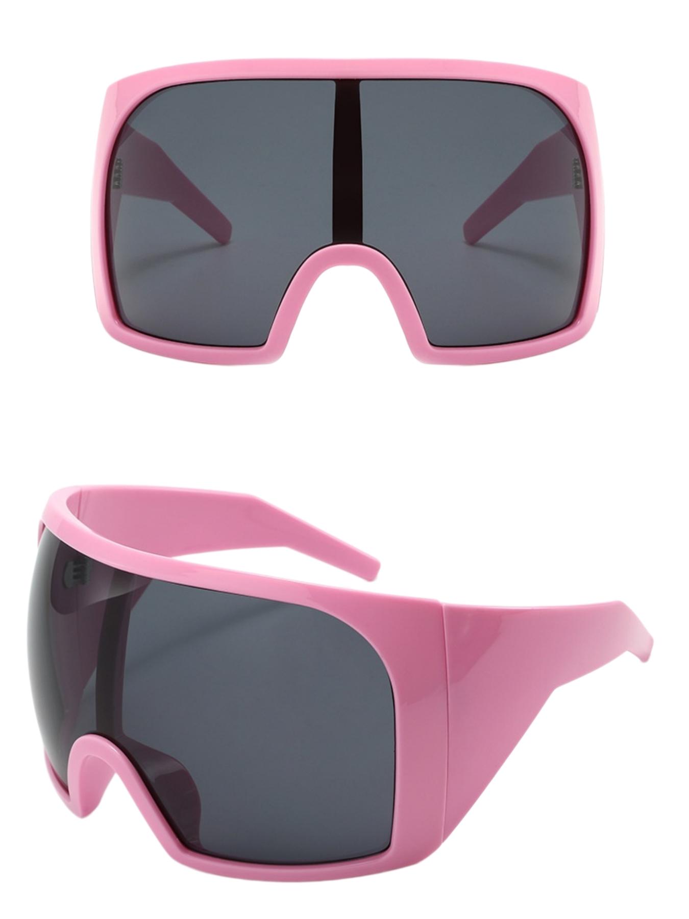 Oversized Futuristic Cyberpunk Aesthetic Style Glasses, Women's Stylish Wraparound Frame, Cool European & American College Vibe, Essential for Back to School, Wraparound Sunglasses, Oversized Trendy Sunglasses