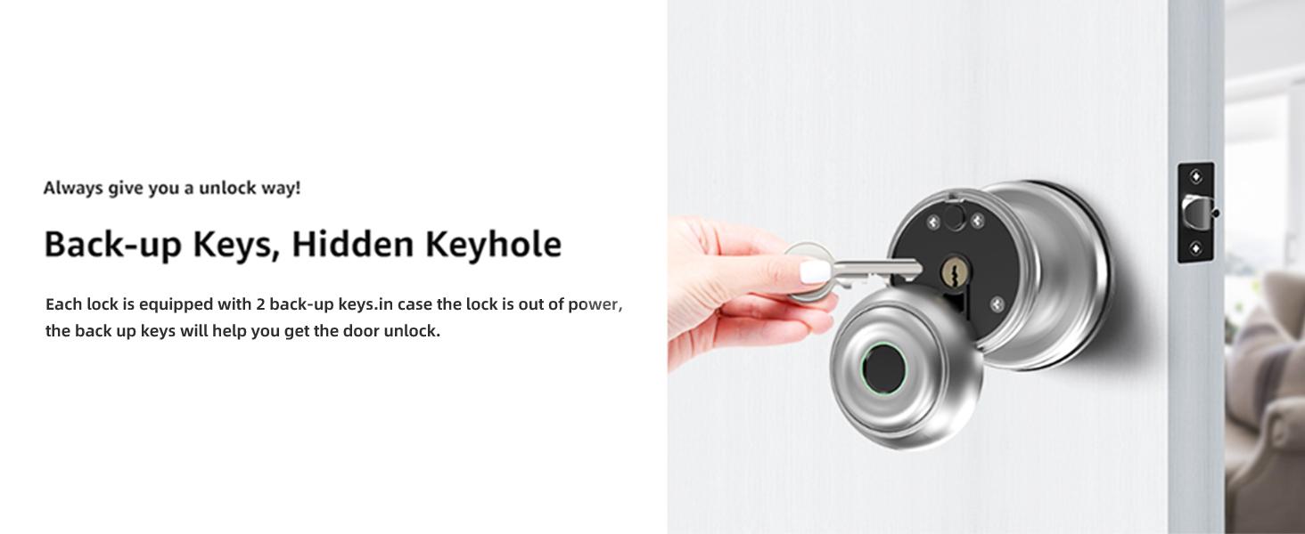 Valentine's Day Gift EUERTE Fingerprint Door Lock,Smart Fingerprint Door Knob with Lock,Biometric Door Lock with App Control & Key,Keyless Thumbprint Entry Door Lock for Bedroom,Front Door,Home,Apartment FathersDayGift