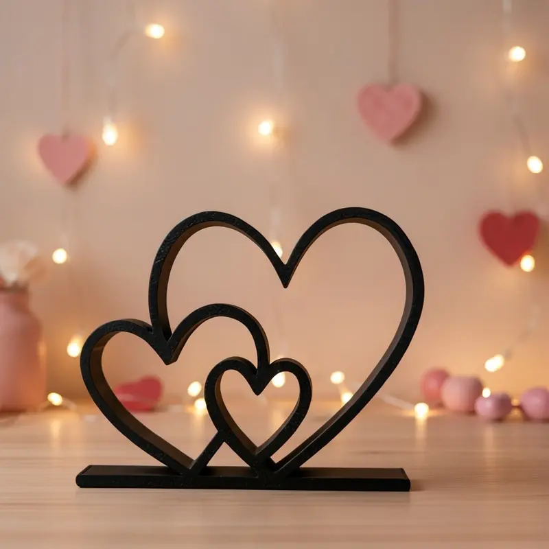 A loving heart figurine with a deep emotional connection, in simple black or white color, a love-themed figurine for the tabletop, a bookshelf decoration sculpture, or a home sculpture figurine.