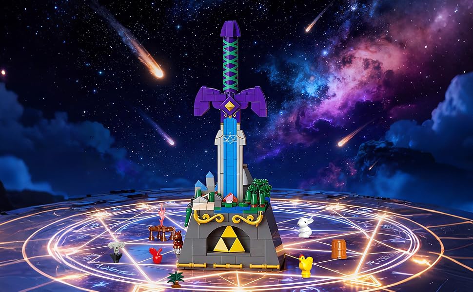 Zelda Master Sword Building Block Set - 455 Plastic Blocks, Legendary Hero Weapon Model Kit for Adults/Teens, Home Office Desk Gaming Room Decor Display Gift, Building Block Sets, Zelda Sword