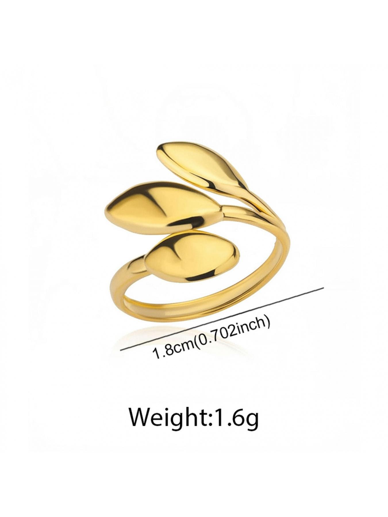 Stainless steel three-leafed ring for ladies, popular and adjustable gold-plated titanium steel ring