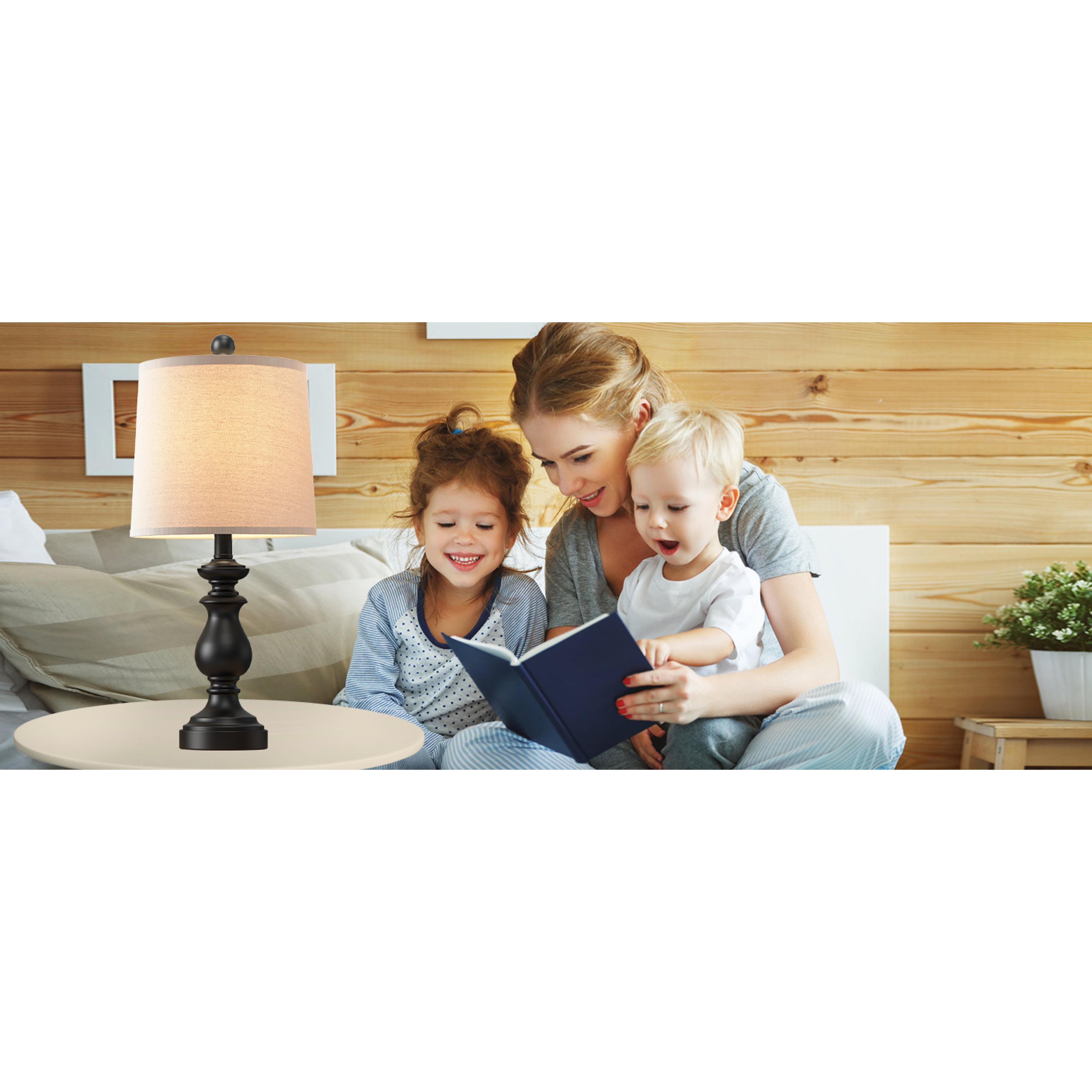 Traditional Table Lamp Set of 2, Rustic Farmhouse Table Lamps for Living Room Bedroom, 22" Bedside Desk Lamps Vintage Nightstand Lamps with Linen Shades, Black