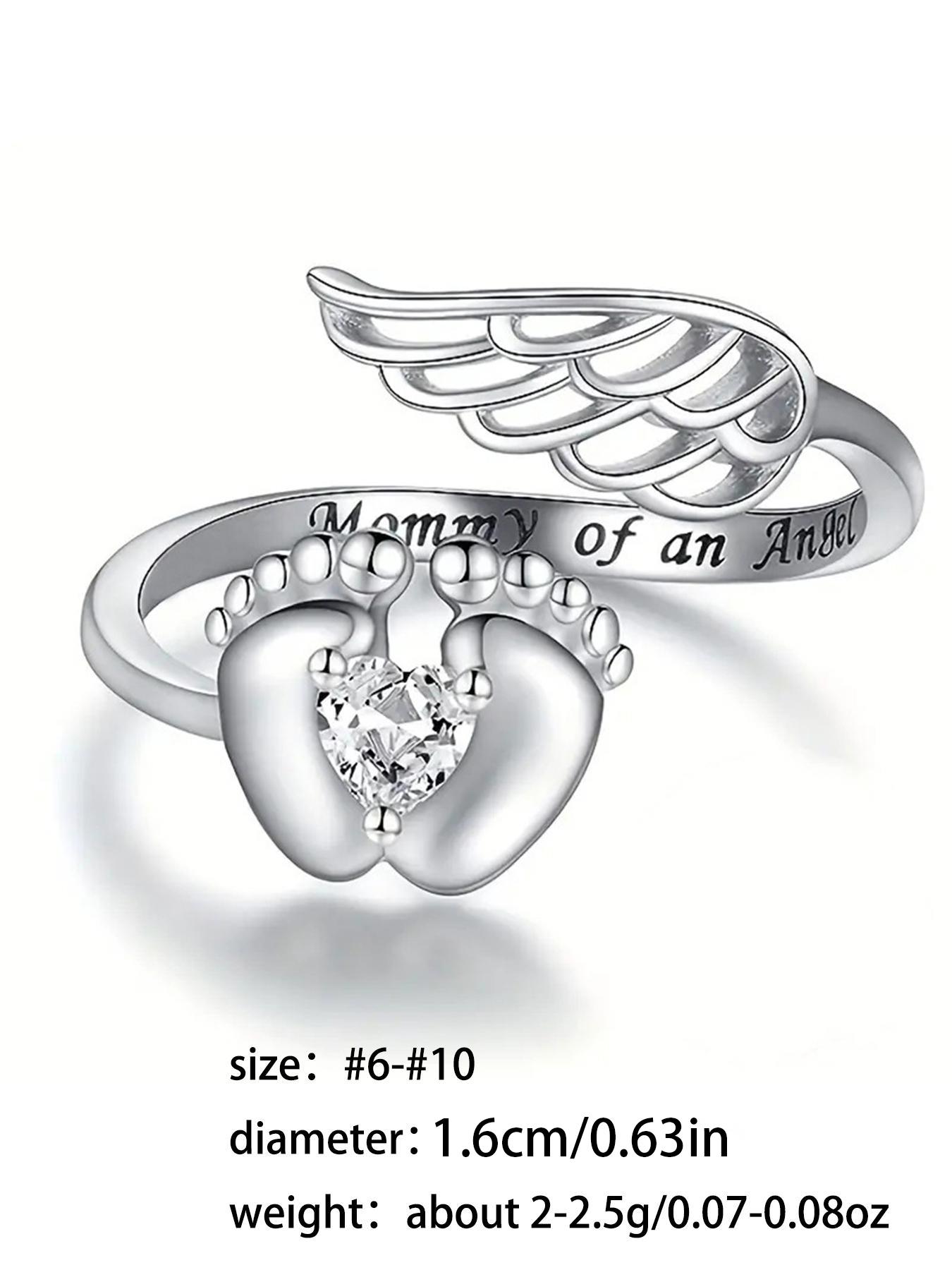 Mother's Day Angel Mom Bracelet, Cute Footprint Ring, Adjustable Infinite Circular Bracelet, Angel Baby Memorial Bracelet - With Angel Wings and Footprints as Remembrance Decorations. A Memorial Gift for the Baby's Death,For the strongest mother.
