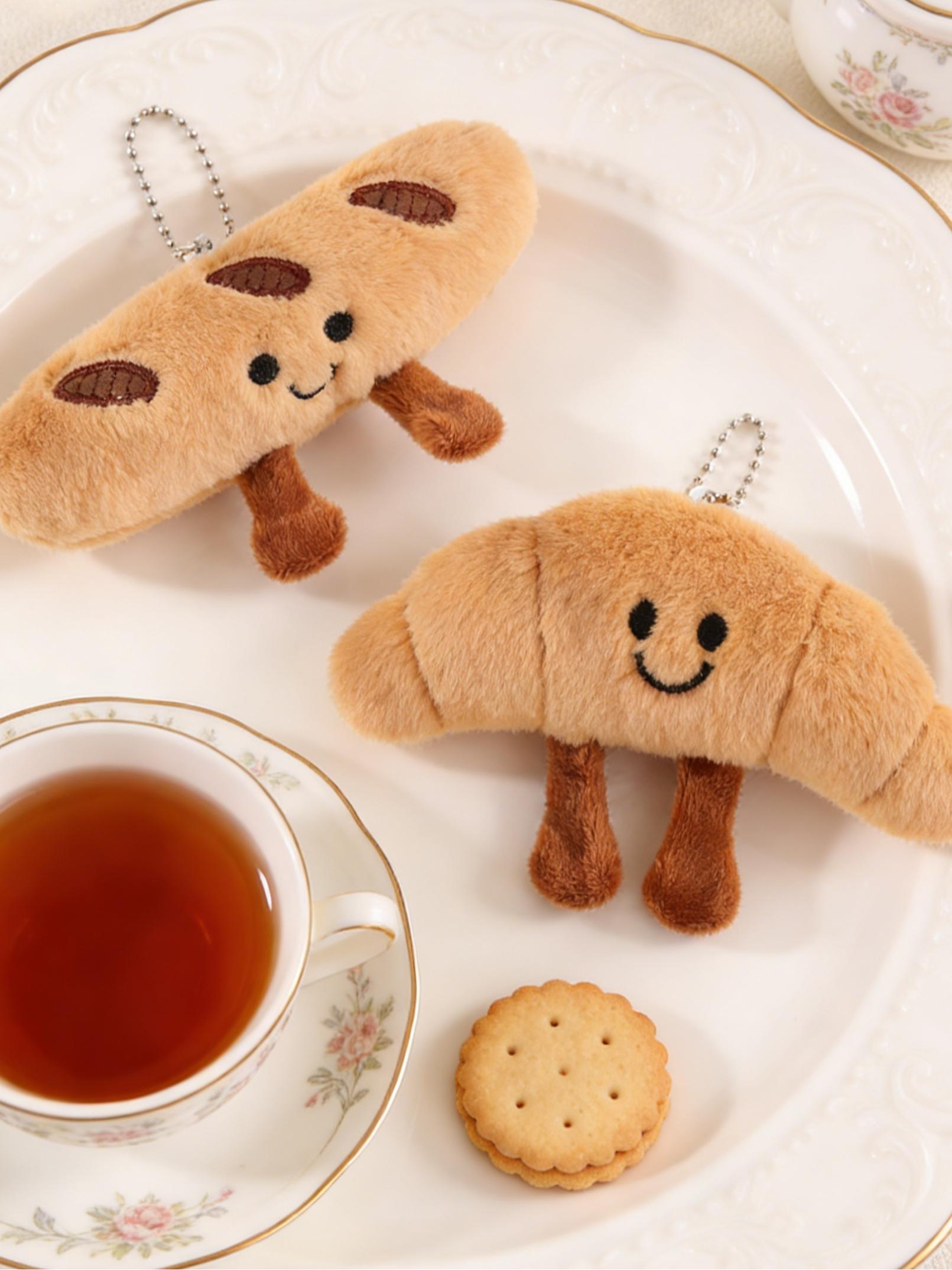 Adorable Cornucopia Bag and Bread Strip Keychain, Kids' Favorite Holiday Gift, Versatile Stress Relief Collectible