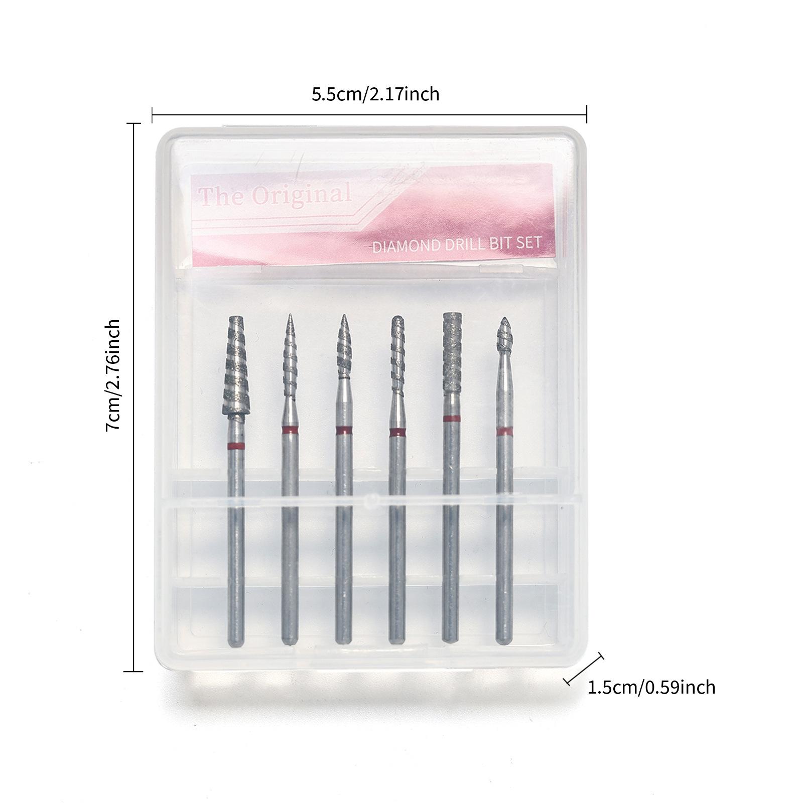 6Pcs/set Nail Drill Bits Set Nail Bits For Nail Drill Professional Diamond Drill Bit Set Electric Cuticle Rotary Manicure Nail Drill Bits Pedicure Grinding Head Sander Tools For Acrylic Gel Nails Home Salon Diy Manicure