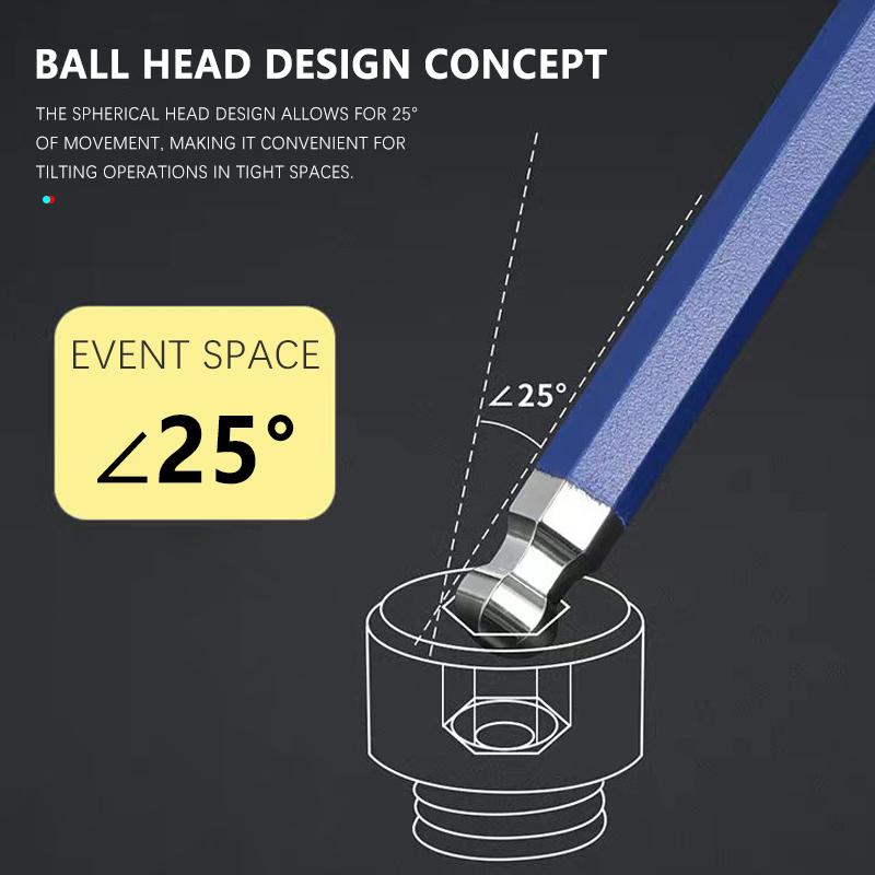 9-Piece Hex Ball Head Wrench Set, Multi-Size Colorful Allen Wrenches, Screwdriver Set with Storage Clips, Chrome Vanadium Steel High Hardness