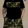 Men's 3D Digital Print Camo Camouflage Short Sleeve Shorts Set, Comfy Summer Sets, Outfit, Large Size Men's Clothing, Menswear, Modern Style, Casual, Loose-Fitting, All Seasons