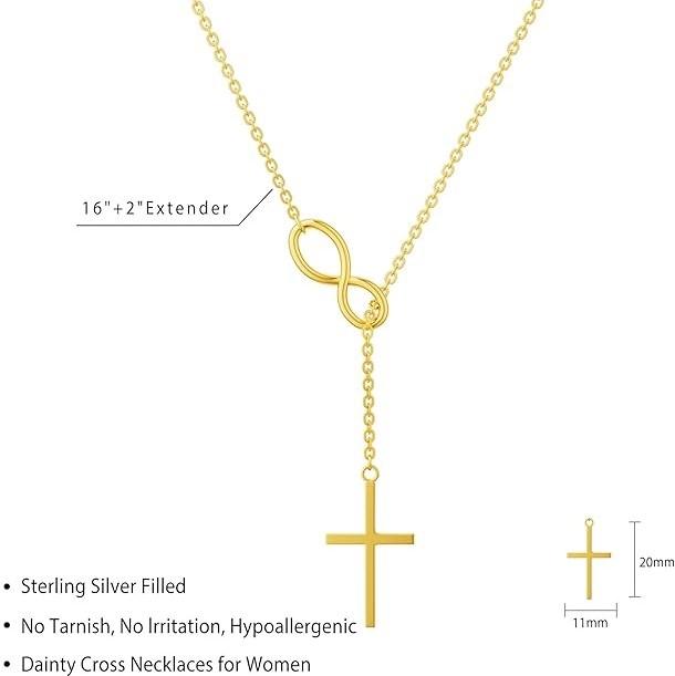 Tewiky 14K Gold Plated Cross Necklace for Women: Dainty 14K Gold/Silver/Rose Gold Cross Rotated Crown Necklace Trendy Small Cubic Zirconia Pendant Cross Choker Necklace for Women For Easter