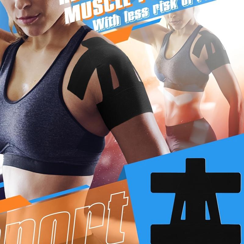 Shoulder exercise patch, pre-cut shoulder training patch, elastic bandage, prevent muscle strain, wound care, support muscles, enhance stability, breathable, black, 6-piece set
