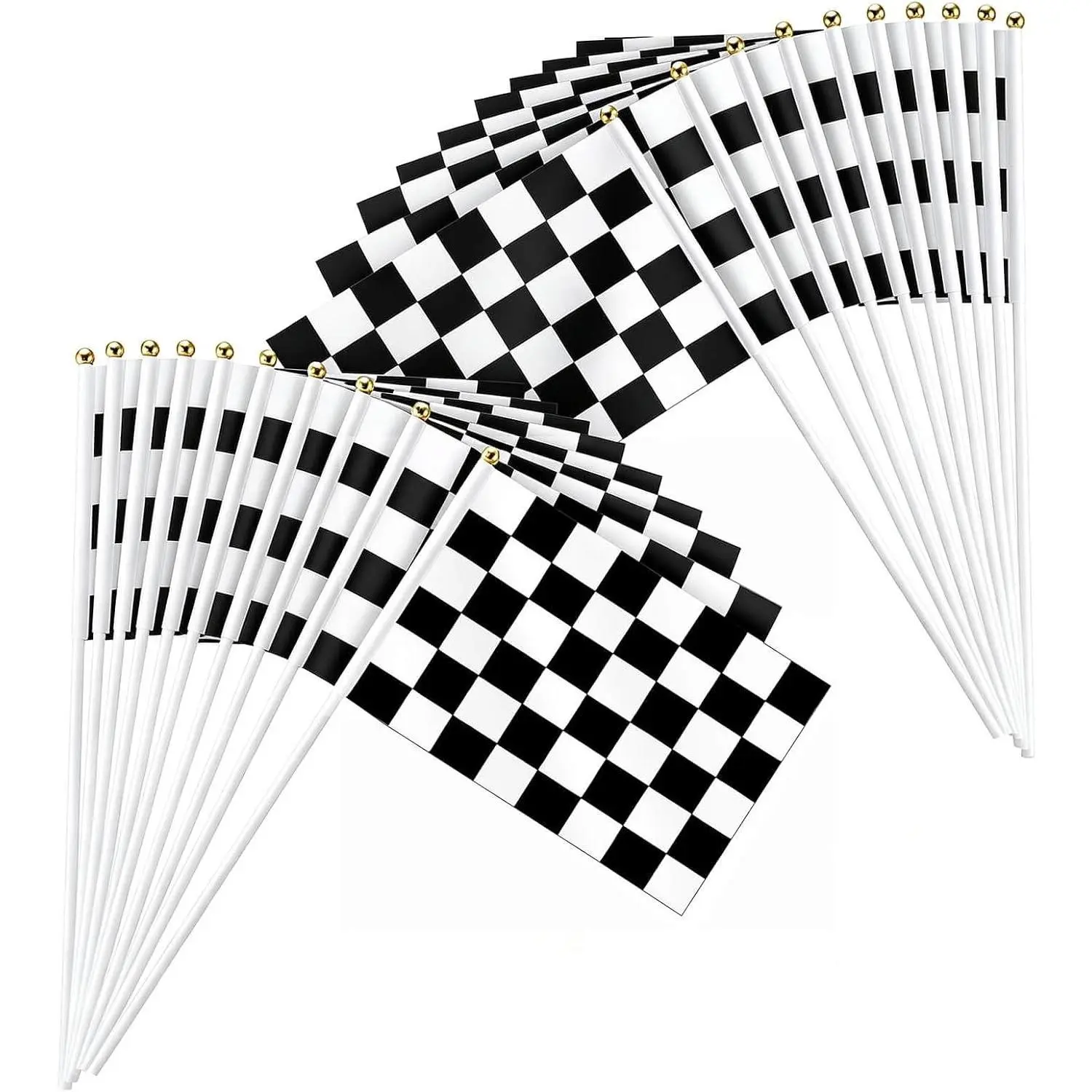 20 Pack 8"x5.5" Black and White Checkered Racing Stick Flags, Hand Held Flags for Race Party SuppliesGift