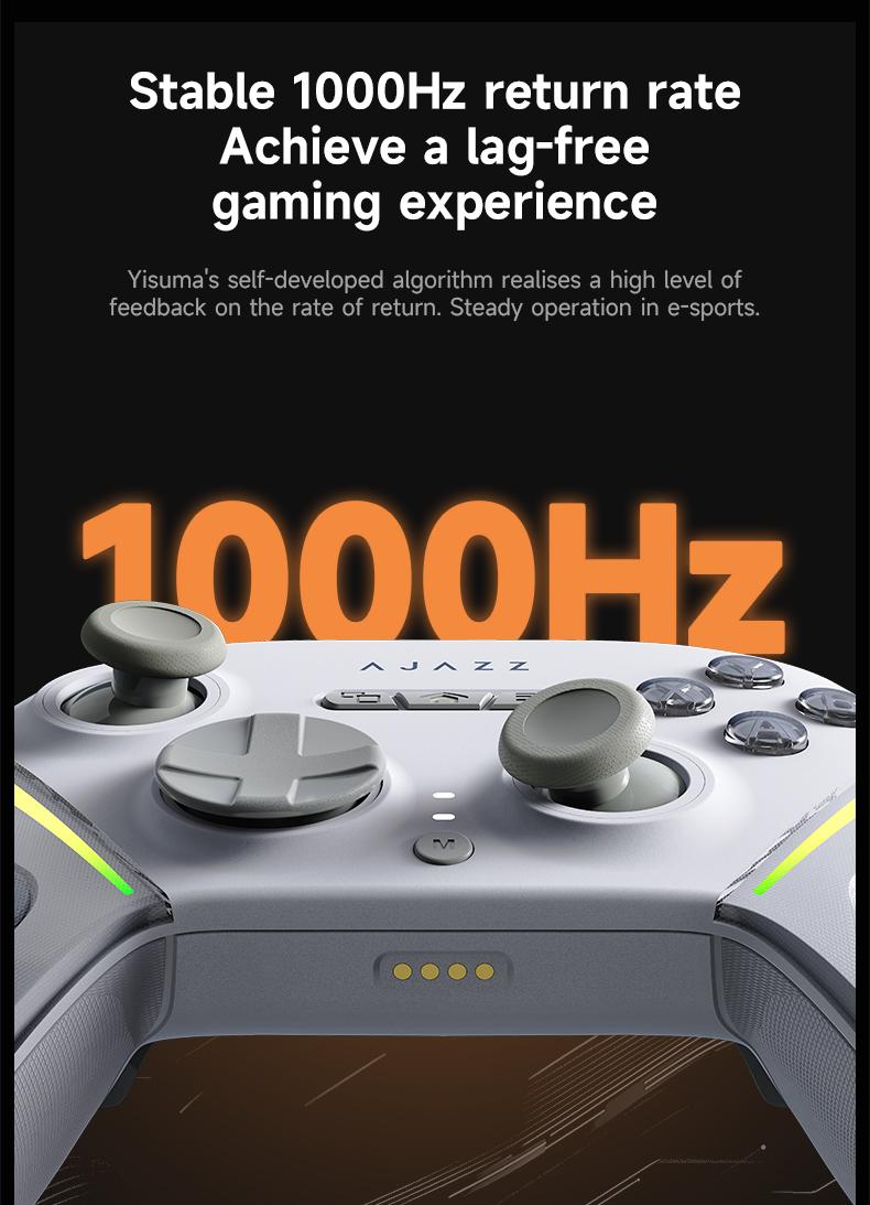 2026 GP100 Esports Controller AJAZZ Wireless Controller Gaming Controller Full Hall Linear Joystick Six Axis Sensory Hall Double Cut Trigger One Click Switching All Mechanical Buttons Delicate Vibration Macro Programming Key 1000 Hz Return Rate RGB