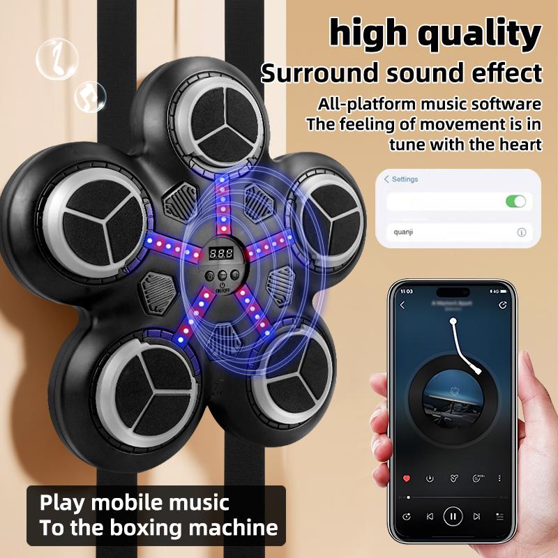 Bluetooth-compatible Smart Music Boxing Machine Hanging Target, Countable Fast Reaction Sandbag, Interactive Home Gym, Includes Charging Cable and Gloves, Boxing Set