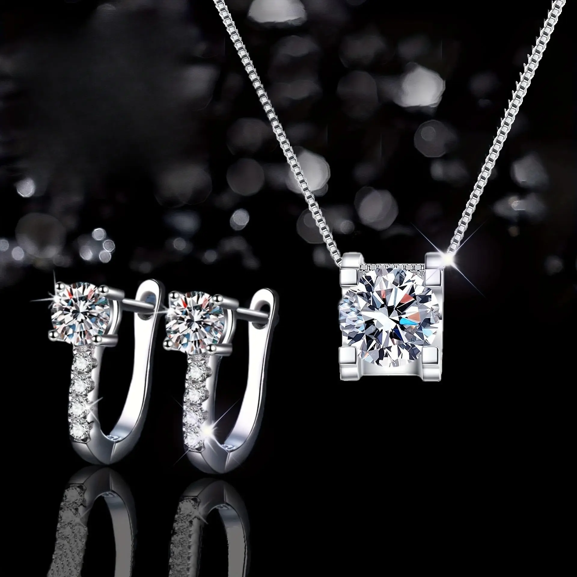 Two-piece earring pendant necklace set, suitable as birthday, Mother's Day gifts, girlfriend presents, party decorations, or daily wear.