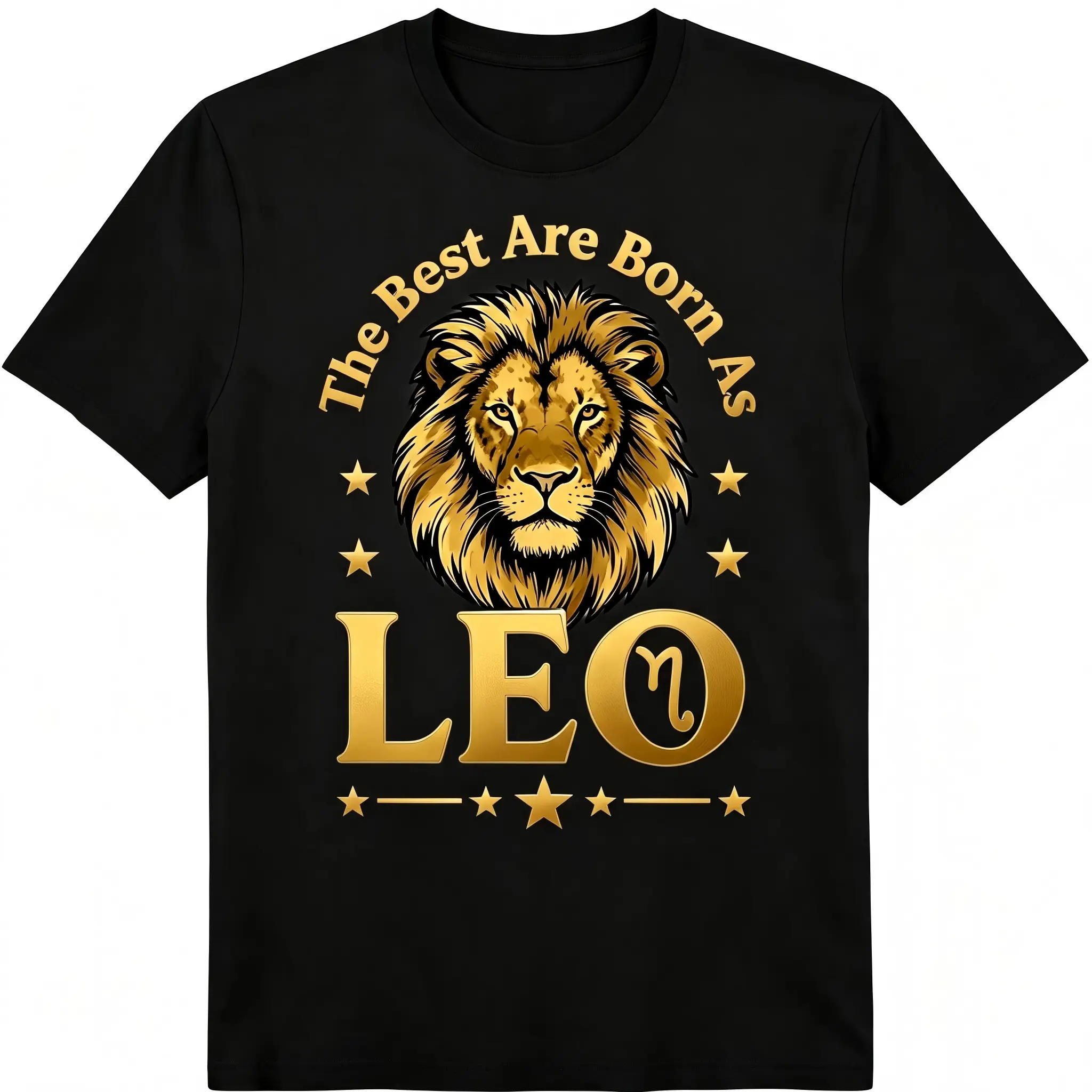 "The Best Are Born As LEO" Golden Lion Unisex T-Shirt for Men & Women - Gold-Tone Astrology Design, Soft Cotton Crew Neck Short Sleeve, Comfortable All-Season Tee, Perfect for Everyday Casual & Zodiac Style, Machine Washable