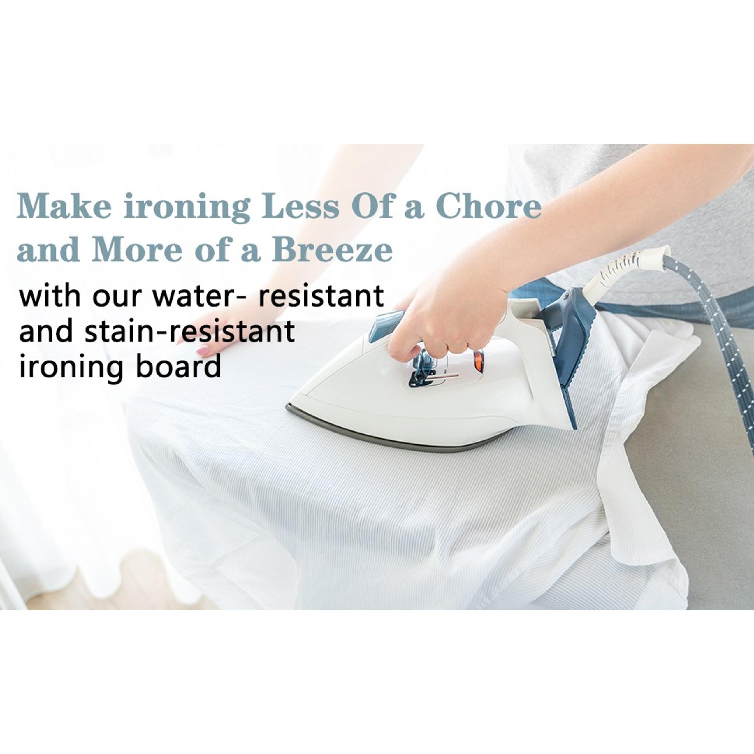 Deluxe Full-Size Ironing Board - Smooth Silicone Heat-Resistant Cover, Thick Felt Pad, Heavy Sturdy Legs, Lightweight Foldable Design, Built-In Hanger (L-Grey)