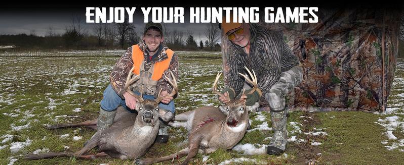 Hunting Blind with Chairs - 360° See Through Ground Blind with Floor Mat, 2-3 & 3-5 Person Pop Up Hunting Blind, Camouflage Carbon Fiber Holster for Deer & Turkey Hunting