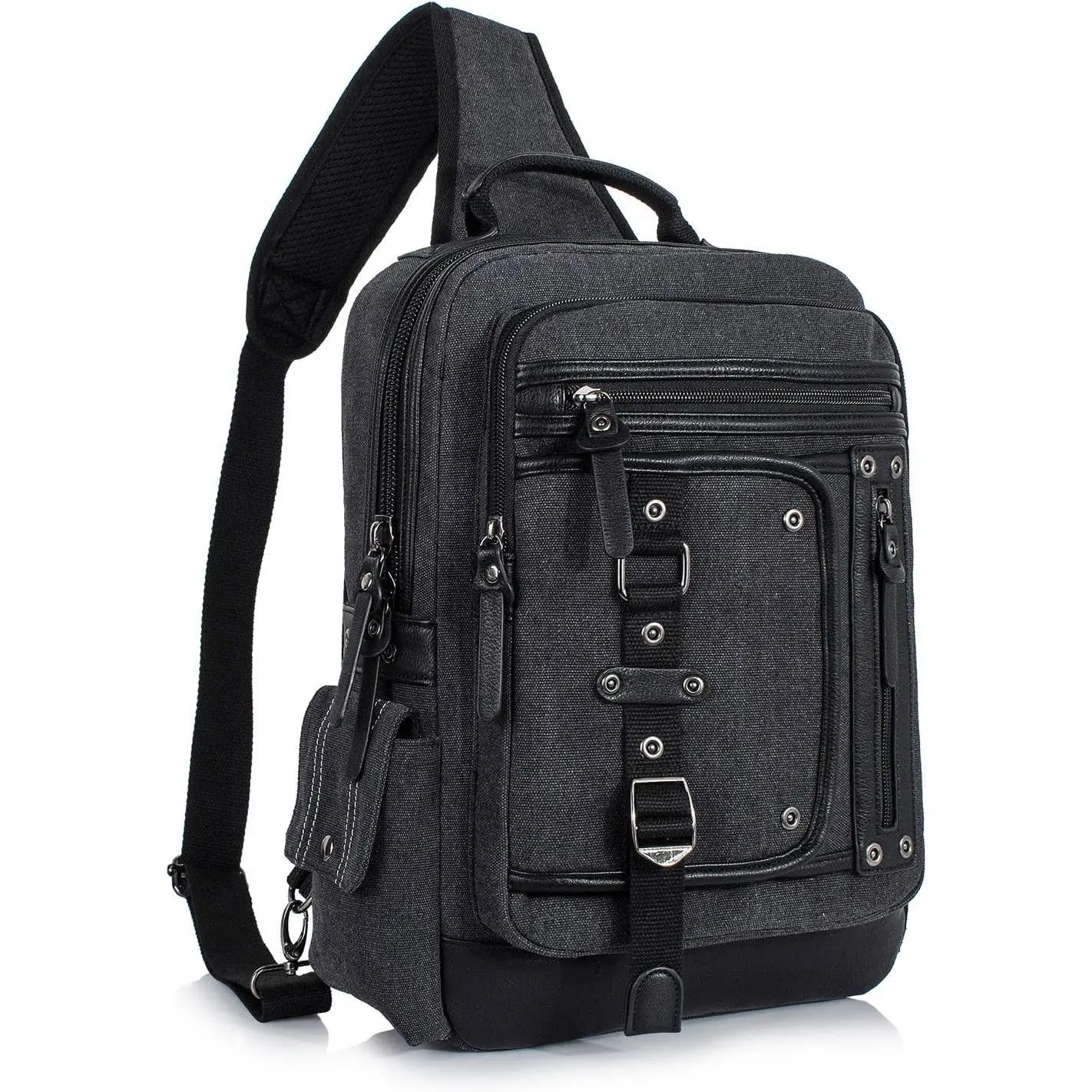 Bag for Men: Large Canvas Sling Backpack Messenger Bag Fits 15.6 Inch Laptop for Work Commute