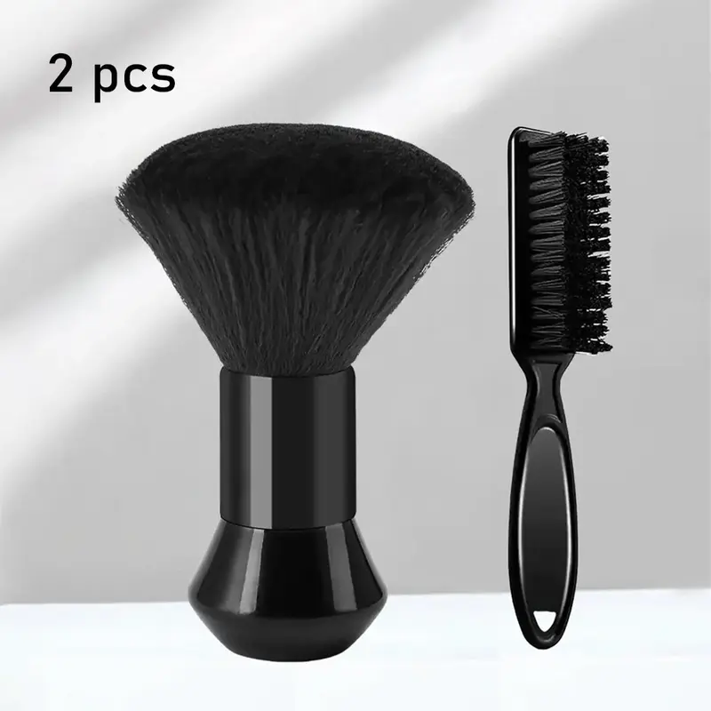 2pcs Haircut Brush, Soft Neck Duster Brush With Handle, Soft Bristles, Oil Head Brush, Cleaning Broken Hair Sweeper, Men's Hairdressing Tool For And Salon