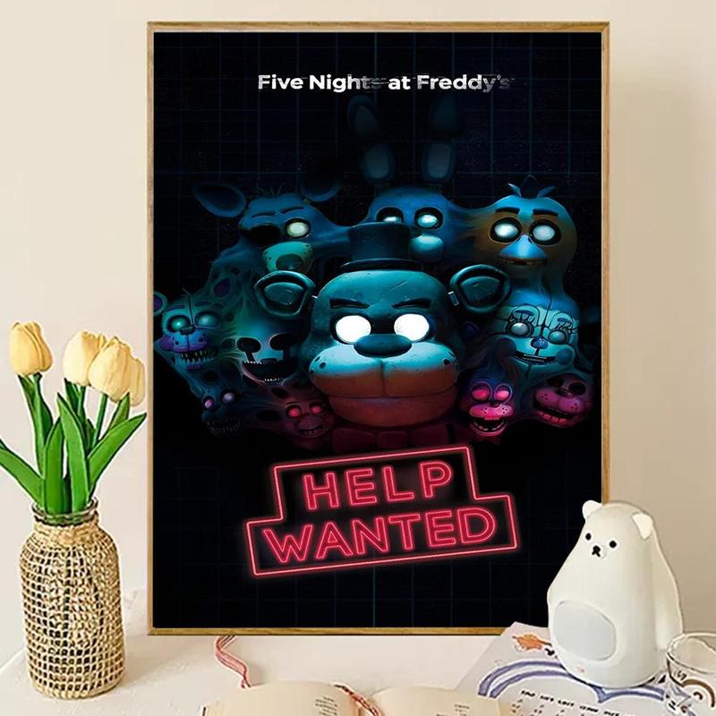 Five N-nights at Freddy's Poster Sticky Wall Art Printing Waterproof Modern Aesthetic Home Living Bedroom Decor Trendy Room Decoration Gift Durable High Quality