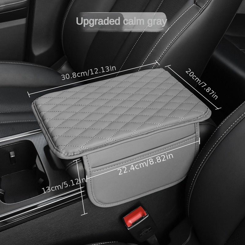 1pc Car Armrest Cushion Pad, Universal Fit, Center Console Extender with Storage, PU Leather Quilted, Enhanced Comfort, Vehicle Interior Accessory